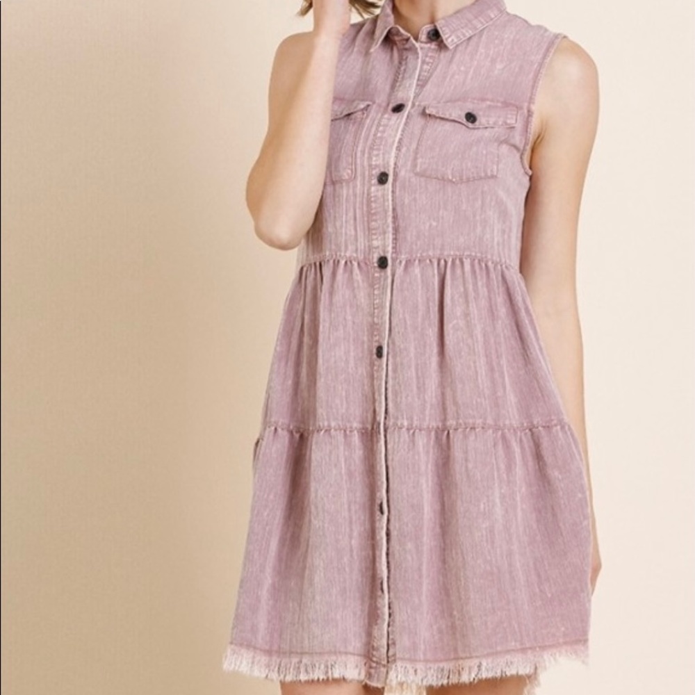 UMGEE Button Down Dress in Light Mauve